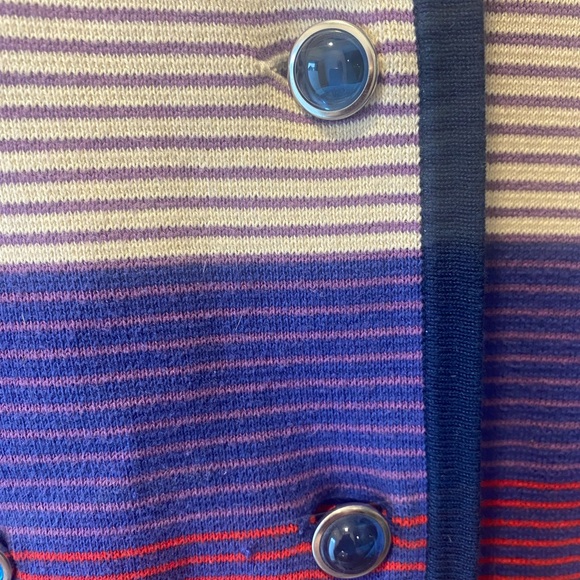 Marc By Marc Jacobs Multicolor Striped Pea Coat Sweater size large - Picture 2 of 4